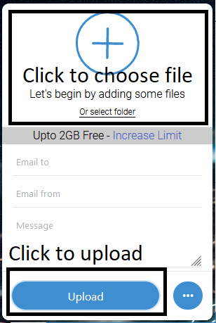 Upload your file on transferhub.net